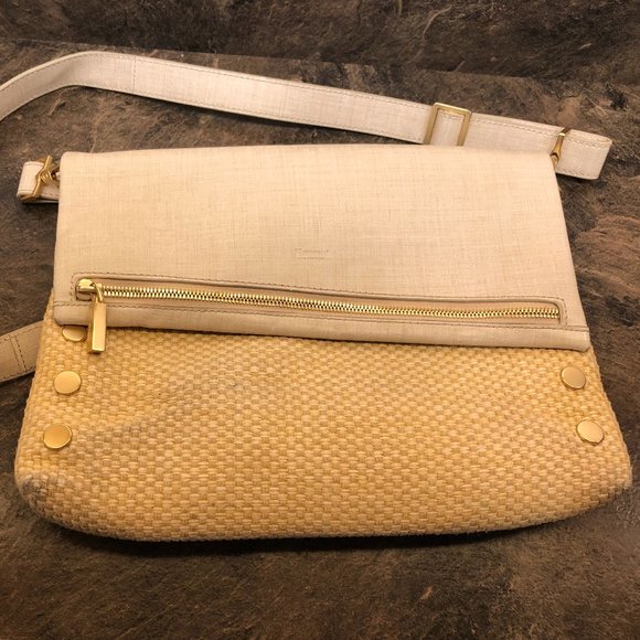 Hammitt VIP Med Ricotta Raffia Crossbody Clutch Convertible Purse - Picture 1 of 7